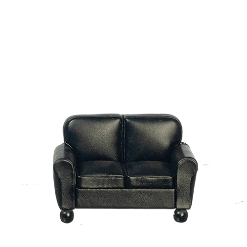 Leather Loveseat, Black